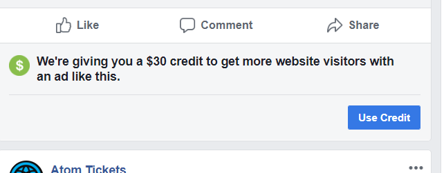 Facebook ads credit when we spend some amount