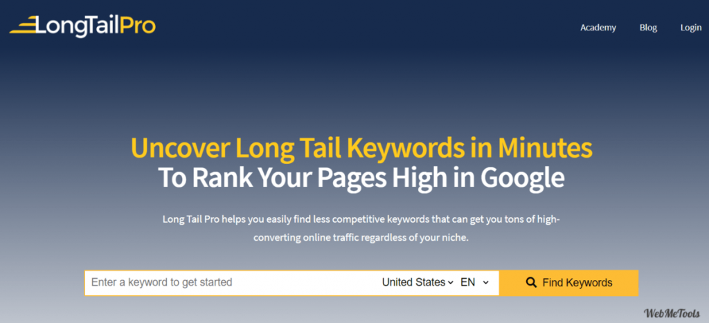 LongTailPro Keyword Research Tool for Long Tail Keywords home