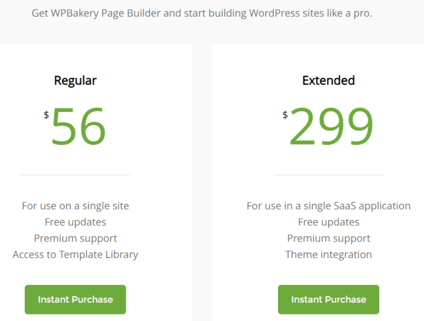 WPBakery Page Builder pricing
