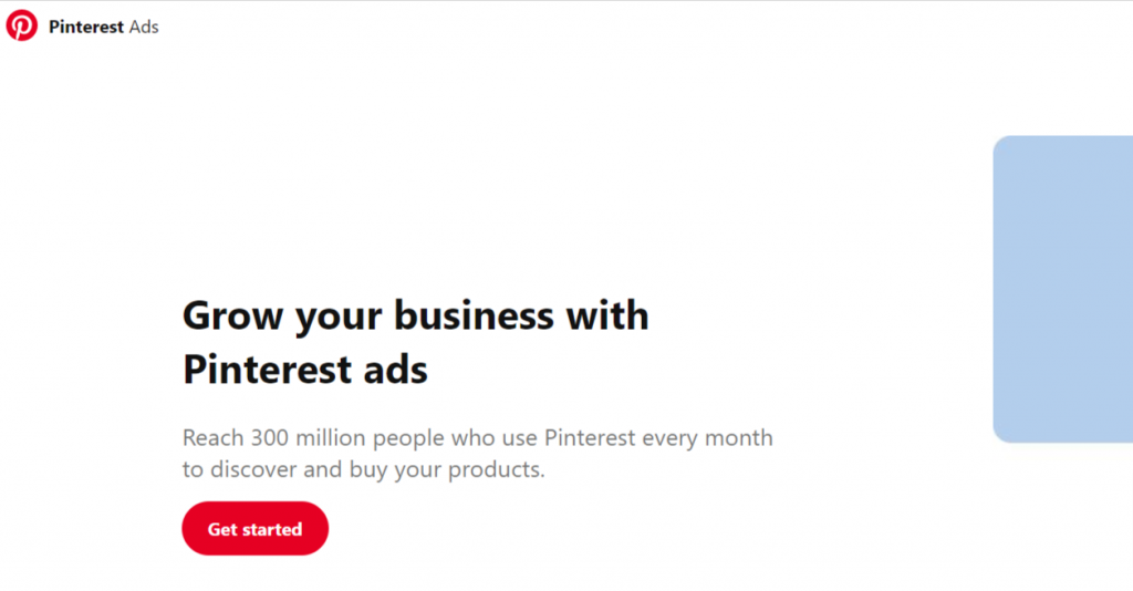 Pinterest Advertising Page
