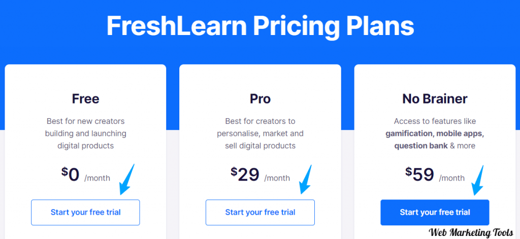 FreshLearn Pricing Plans Monthly