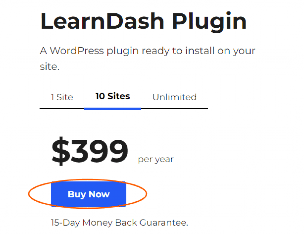 LearnDash Pricing 10 Sites