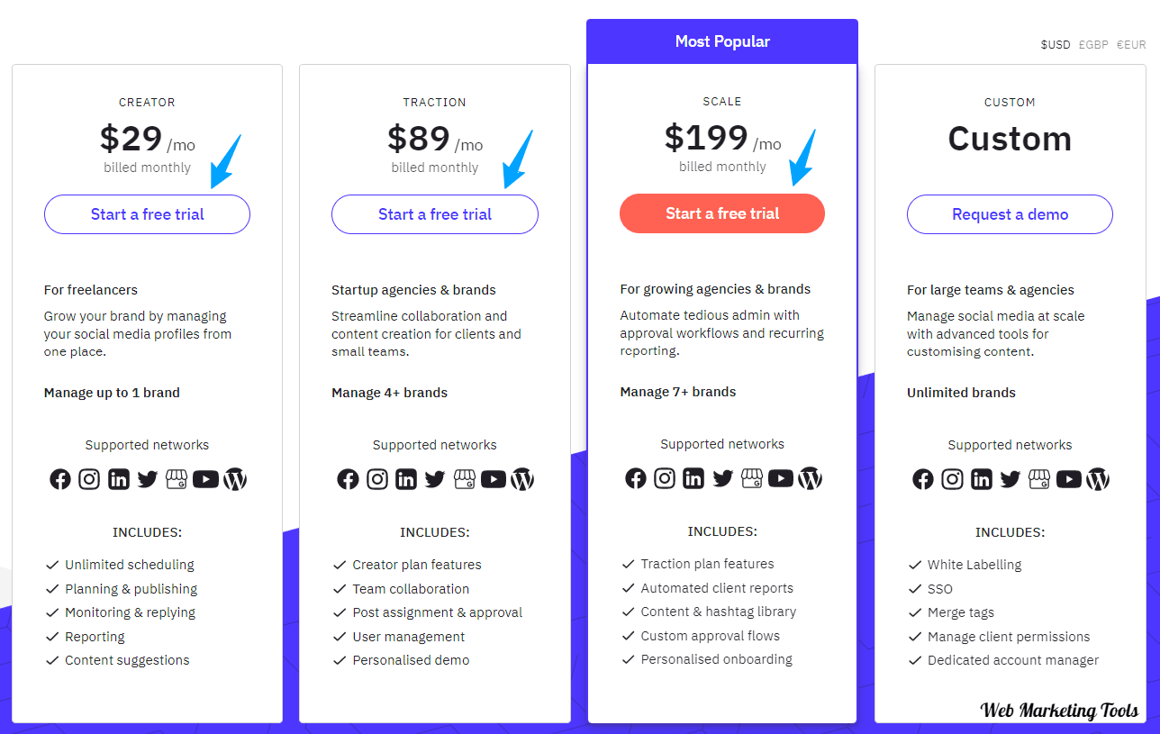 Sendible Pricing Plans Monthly