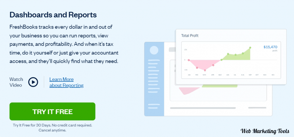 FreshBook Feature Reports and Dashboard