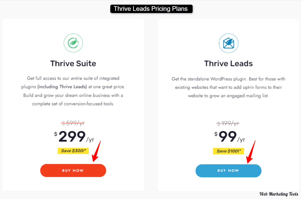 Thrive Leads Pricing plans