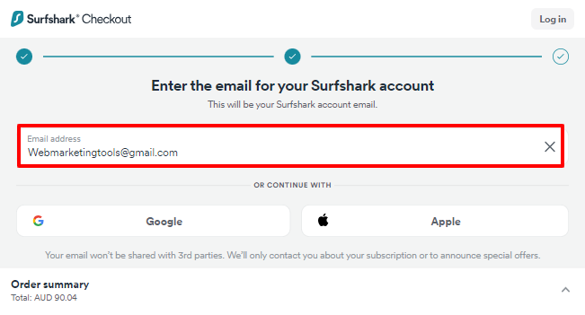 Sign-up-for-Surfshark-VPN by email