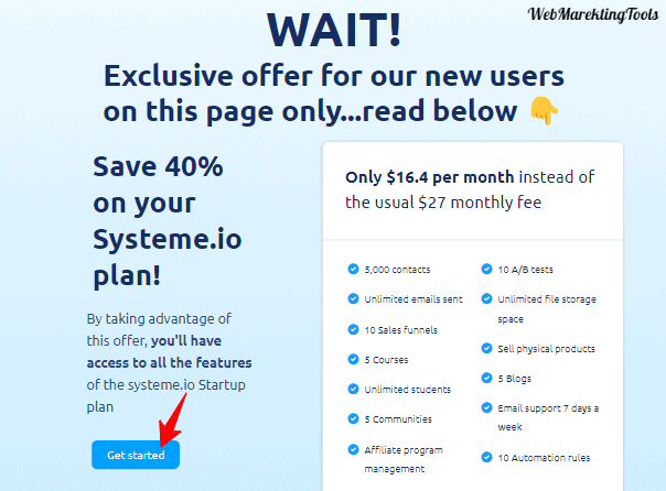 systeme-io-40% discount offer 