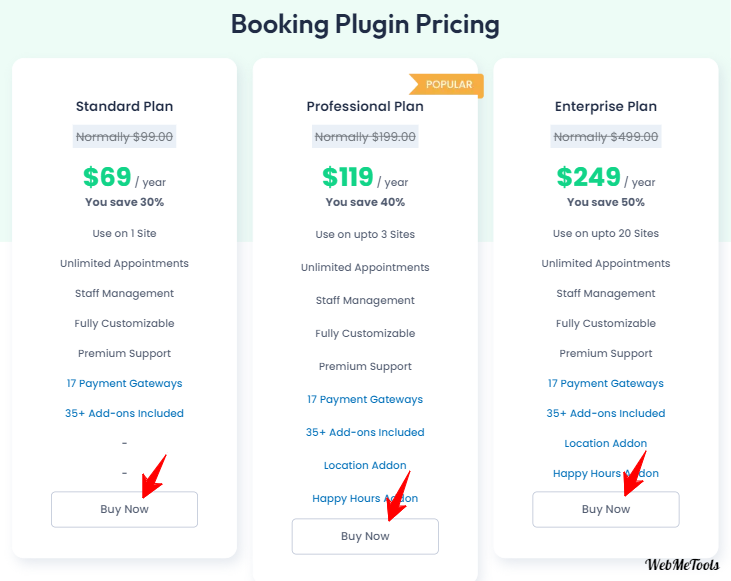BookingPress Plugin Pricing