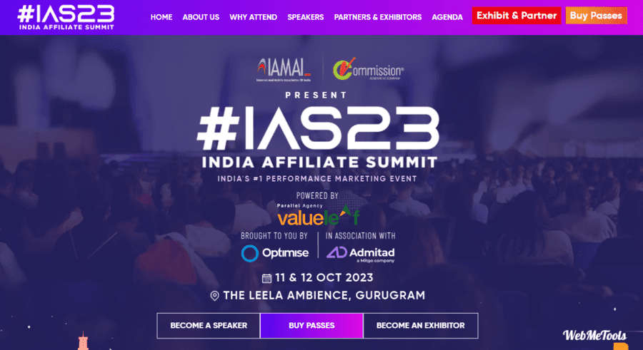 India Affiliate Summit home page